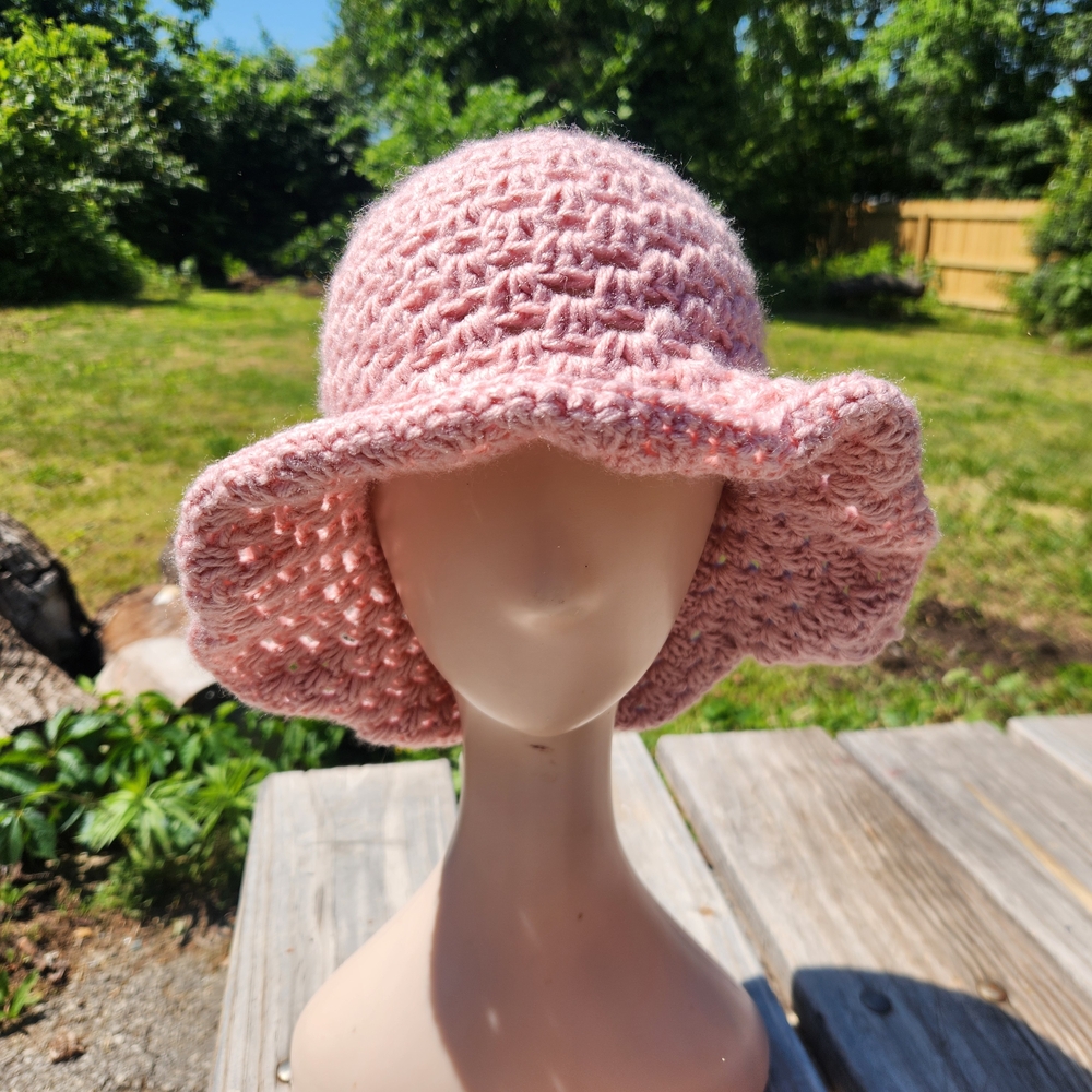Handmade Pink Crochet Sun Hat